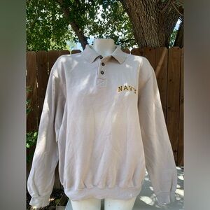 Vintage Navy collared sweatshirt size Medium.